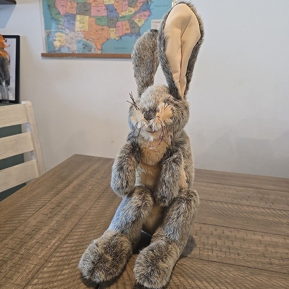 Folkmanis Jack Rabbit Hand Puppet Plush Large Brown 22” Realistic Movable Mouth